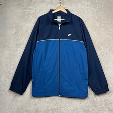 Nike Windbreaker Jacket Men's L Blue/Navy Colorblock Full Zip Mini Swoosh