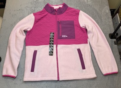 Eddie Bauer Girls Polar Fleece Jacket XL (14/16) Vintage Pink Full Zip Pockets