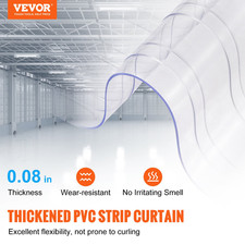 VEVOR Clear PVC Strip Curtain, 50 ft x 8 in, Ribbed Plastic Door Strip Bulk Roll