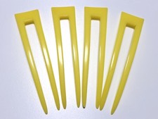 Yellow Resin Hair Clips 4 pcs 8.5cm Kanzashi Hair Accessories Used