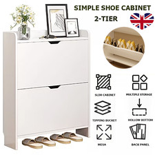SHOE CABINET 2 DRAWER STORAGE CUPBOARD RACK SHELF FOOTWEAR ORGANISER SHOE STAND