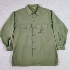 Vintage US Army OG-107 Cotton Sateen Vietnam 60s 70s Shirt Mens 16.5x32 Green
