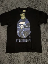 A Bathing Ape Blue Camo Bape Shirt Black Short Sleeve Size Men’s Small