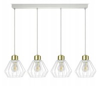 Luxolar Led Pendelleuchte 4 Flammig Weiß-Gold Im Edison-Stil E27 60W