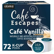 Cafe Escapes Cafe Vanilla, Keurig K-Cup Pod, 72 Count