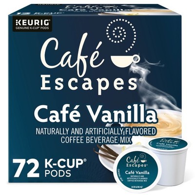 Cafe Escapes Cafe Vanilla, Keurig K-Cup Pod, 72 Count