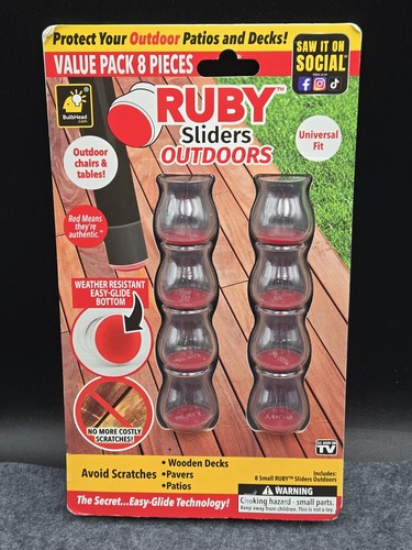 Ruby Sliders Outdoor Furniture Chair Sliders - Small - Clear-  8  Piece Set