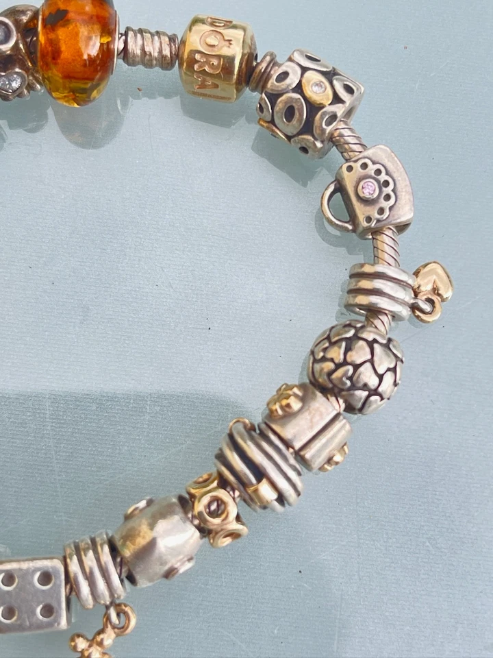 PANDORA Designer Armband Pandora 585 er Gold und 925 silber, Charm - Bild 2 von 4