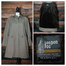London Fog Vintage Coat Jacket 8 Petite Removeable Faux Fur Lined Button Front