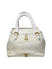 FENDI Selleria Villa Borghese Handbag Leather White Women's Auth