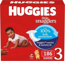 Huggies Little Snugglers Size 3 Diapers Gentle Skin Protection-* 186 Count*