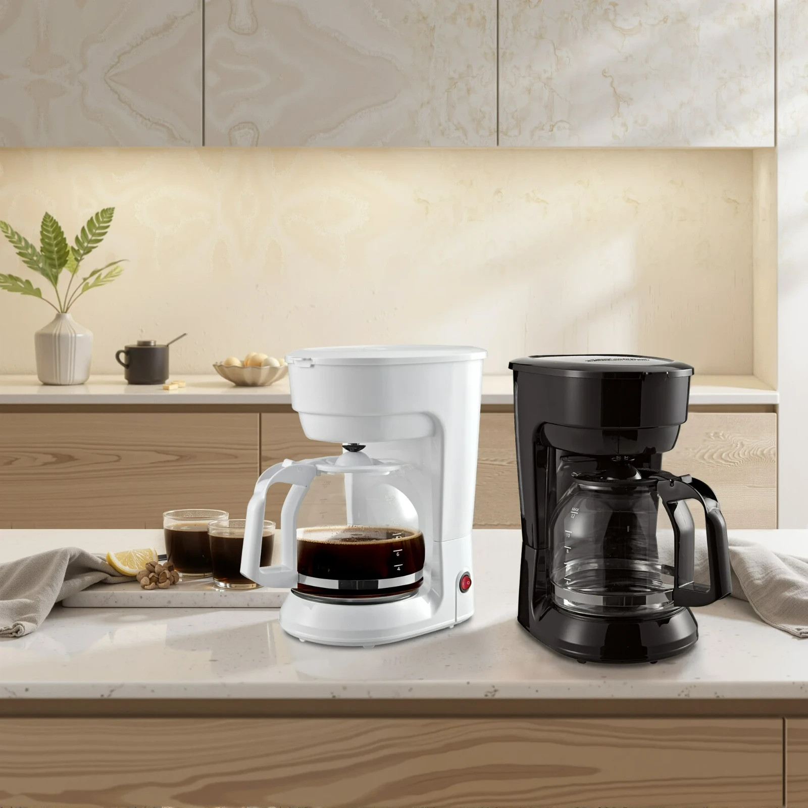 Mainstays 12 Cup Coffee Maker 1.8 Liter Capacity White Kitchen Countertop New