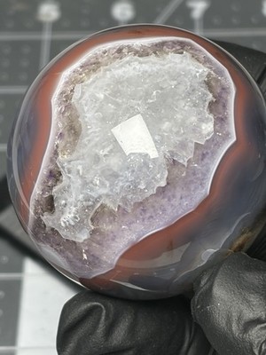Excellent Mozambique Swazi Agate Sphere Banding Amethyst Quartz