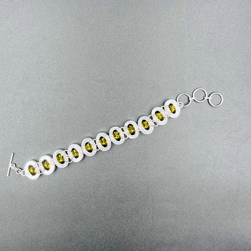 Pulsera de cadena de joyería de piedras preciosas de citrino amarillo corte rosa de plata de ley 925 Foto 4 de 4