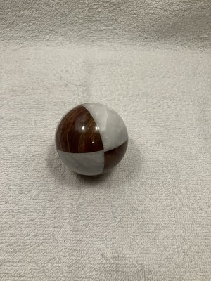 3'' Polished Round Sphere Stone and Quartz Paperweight Two Tone