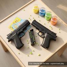 Kids Combat Toy Gun Set Air Soft Mouser 300 BB Bullets Pack of 2 Pistols