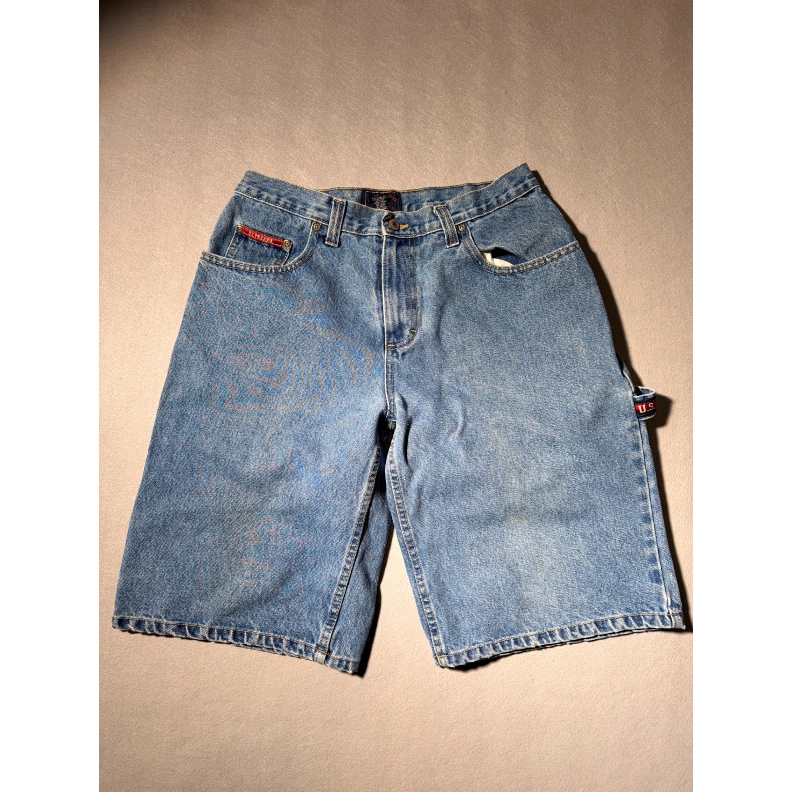 Vintage US Polo Assn Carpenter Denim Shorts Mens 32 Blue Hammer Loop Utility