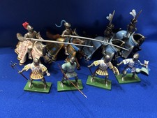 Vintage Britains 8 Medieval Figures Metal -4 Knights on Horses-4 Footmen