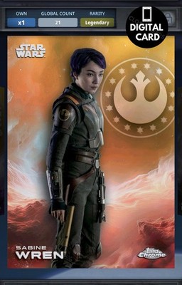 50cc SABINE WREN GOLD BASE - TOPPS CHROME 25 LEGENDARY Star Wars Card Trader