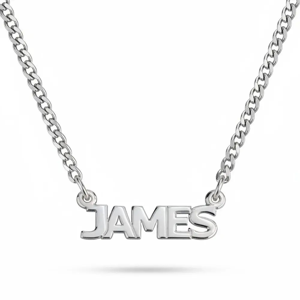 Custom Handmade Cuban Link Name Necklace Capitals Necklace 925 Sterling Silver