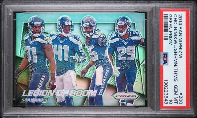 2014 Panini Prizm Legion of Boom #200 Green Prizm PSA 10 Seattle Seahawks LOB