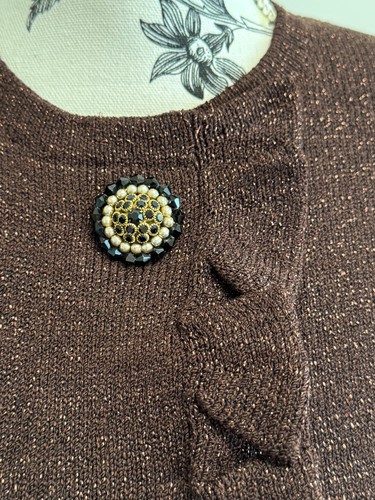 STEVE FABRIKANT Petite Marrón Metalizado Tejido Volantes Blazer Falda Traje 2 piezas Set - Imagen 7 de 15