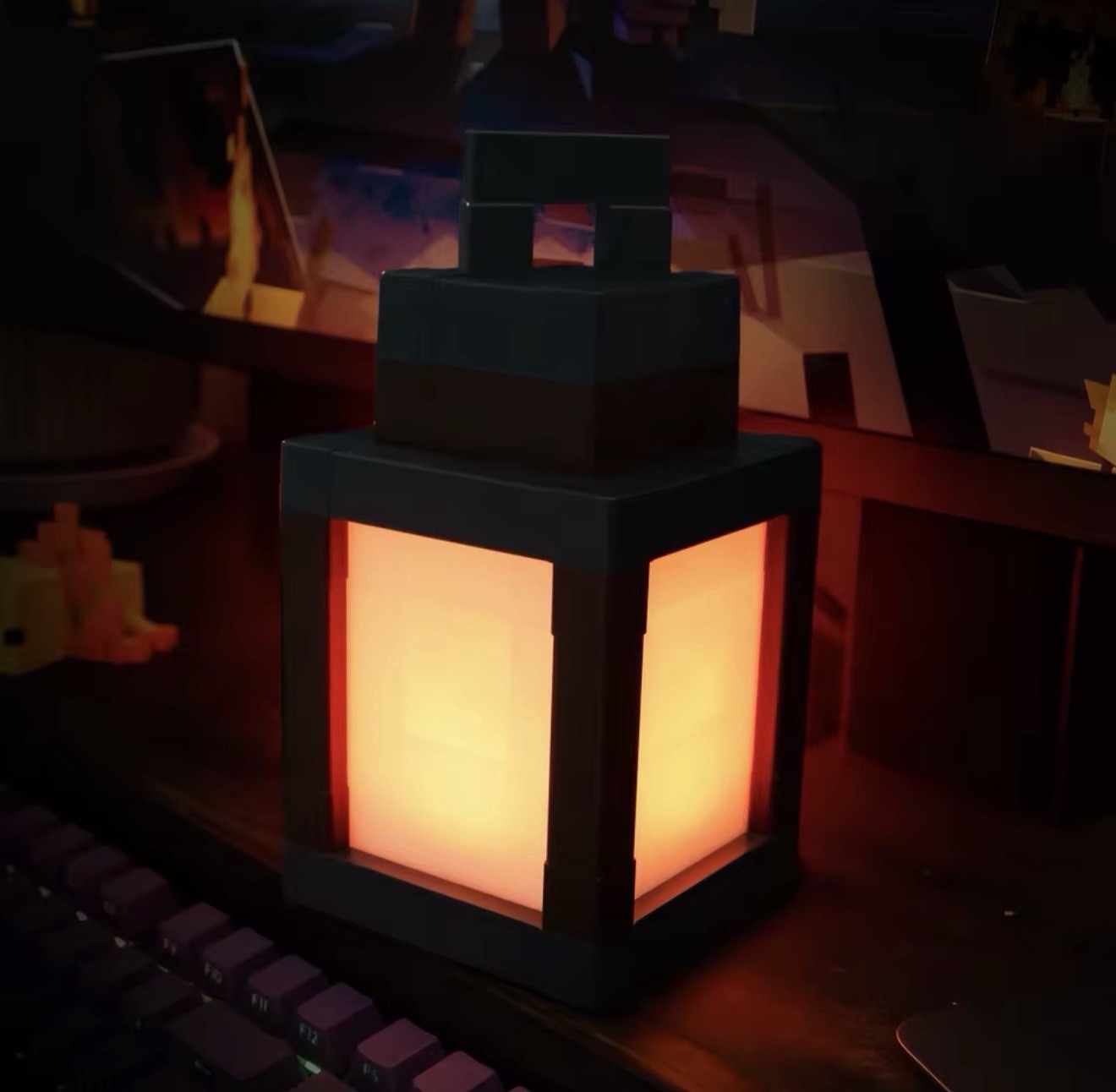 Led Lantern Pixel Style Minecraft Lantern Gift Child/Adult Geek Lamp New