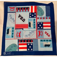 Vintage Americana Bandana Paris Accessories Cotton Made in USA Patchwork Blue