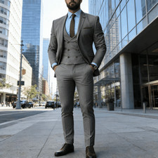 Men's Regular Fit 3 Piece Solid Suit Vest Formal Occasions Business Prom Wedding
