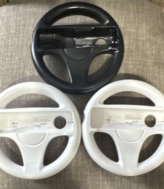 Nintendo Wii Wheel RVL-024 Steering Accessories Lot of 3 White & Black