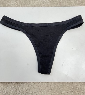 NWT Victoria s Secret Vintage 2008 Black 100% Cotton Low Rise Thong Panties XS
