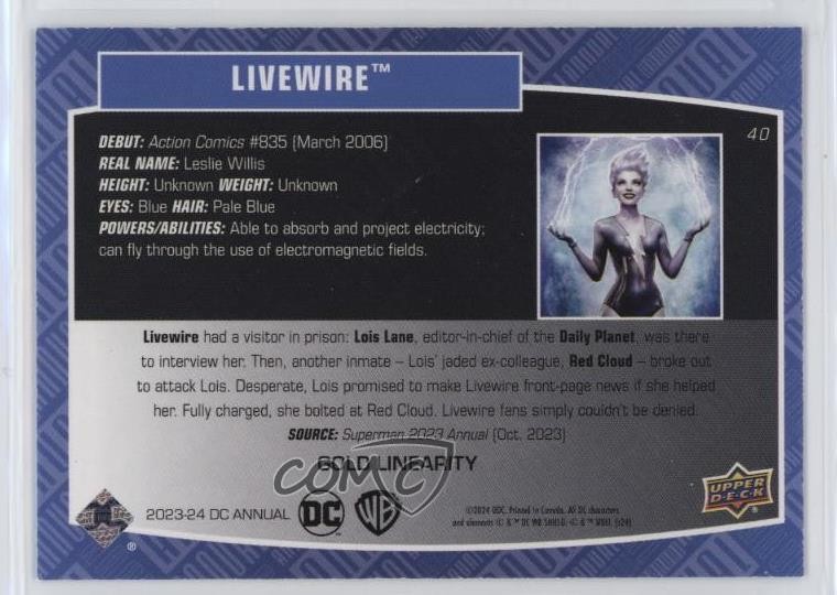 2023-24 Upper Deck DC Annual Gold Linearity 49/88 Livewire #40 1k22