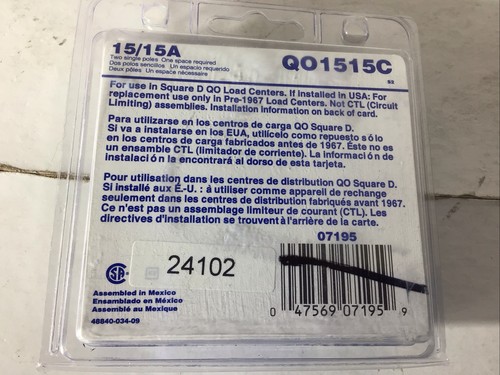 Square D QO 15/15-Amp 1 -Pole Tandem Circuit Breaker - QO1515C - Picture 3 of 4