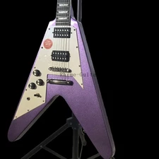 Factory Left Handed Metallic Purple V Electric Guitar Solid Body Mahogany Neck