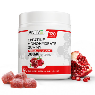 AKTIVE Creatine Monohydrate Gummies 5000mg 120 Count Pomegranate 5g Serving