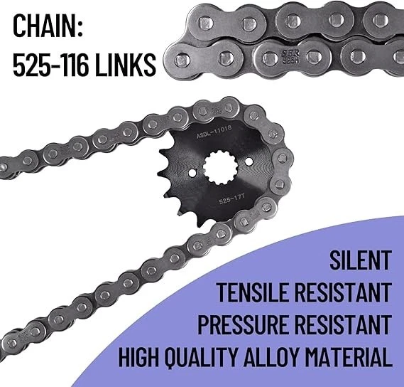 Kit Cadena y Piñón 525 Delantero 17T Trasero 45T Cadena 116 Eslabones para SUZUKI GSXR750 Foto 4 de 4