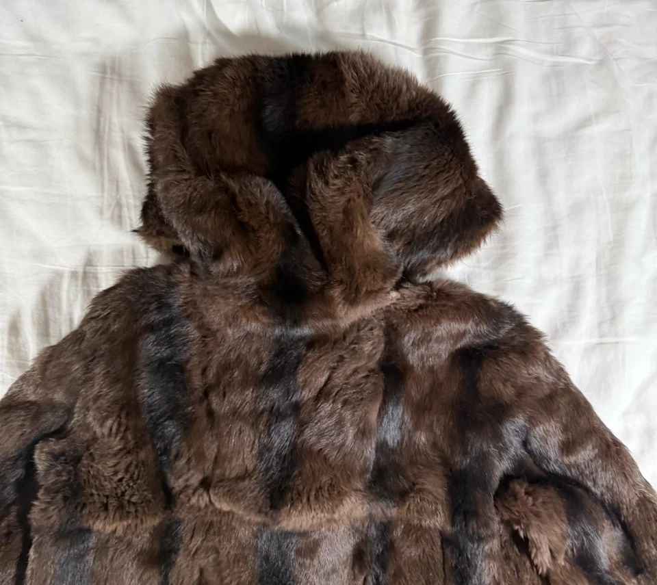 Authentic Vintage Sandro real Rabbit Fur Coat with Hood - Bild 2 von 4