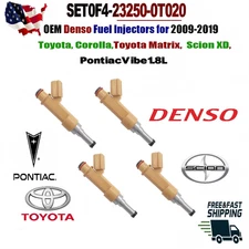 OEM Denso x4 Fuel Injectors for 2009-2019 Toyota Pontiac Scion 1.8L #23250-0T020