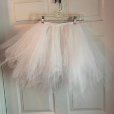 Tulle Tutu Skirt Womens Small White Layered Mesh Elastic Waist Balletcore