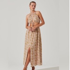 ASTR The Label Green Watercolor Dress Cut Out Small