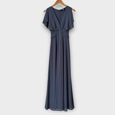 Lulus Dearly Loved Slate Blue Flutter Sleeve Maxi Dress Party Wedding XS