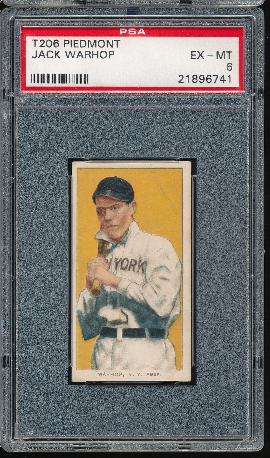 T206 Piedmont 350/25 Jack Warhop PSA 6 - NY Highlanders - POP 41