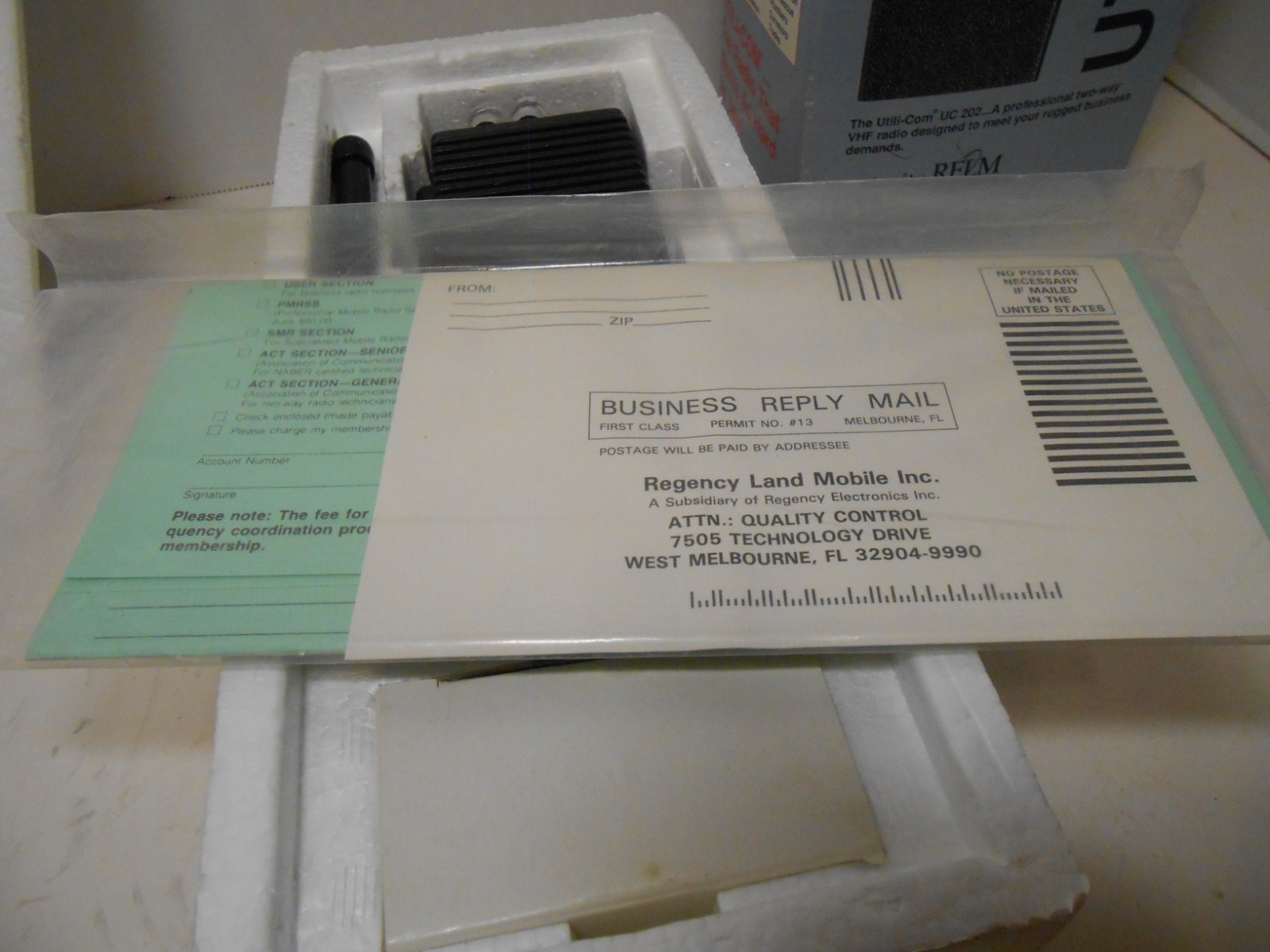 VTG 1989 RELM Utili-Com 151.625 MHz VHF Two Way Radio -Crystal Radio NIB 2 mi. 