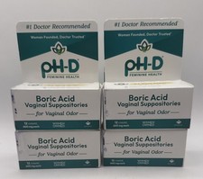 Lot Of 4 pH-D Feminine Health Support Boric Vaginal Suppositories bb 2/28