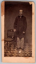 Antique CDV Circa 1860s Young Handsome Man Standing Unmarked
