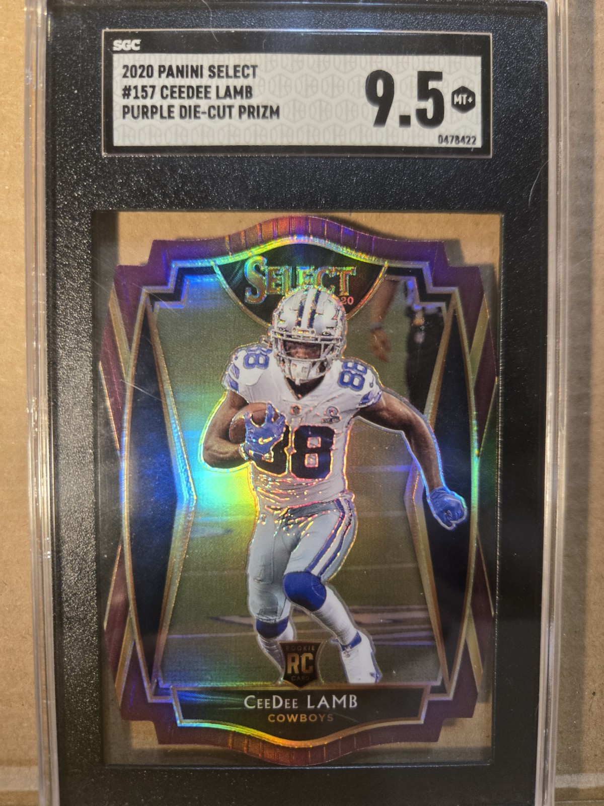 2020 Panini Select CeeDee Lamb Purple Die-Cut Prizm RC Premier  level  SGC 9.5!!