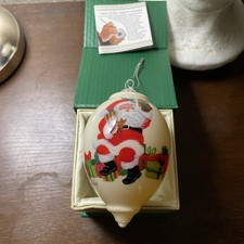 Pier 1 Imports European Glass Ornament Romania Handpainted Santa Snowman 2016