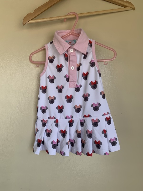 Smocked Flamingo Boutique Mouse Watercolor Park Tennis Dress Baby Girl 12m