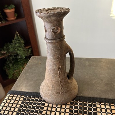 Simplex Vintage Cast Iron Bottle Jack 1 1/4x8 Screw Top Railroad