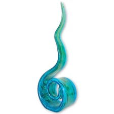 Vintage Murano Style Turquoise Blue Art Glass Swirl Ribbon 16" Sculpture